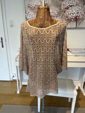 Pullover mit Muster, beige, L