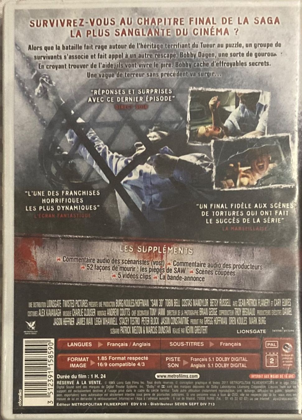 Tutti i DVDs: SAW (CHAPITRE FINAL) – Usato da Poliez-Pittet venduto da Newtown-Records 1