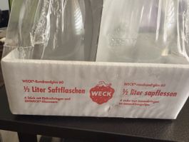 WECK Rundglas 60 Saftflaschen 1/2 Liter 4 Stk. Neu