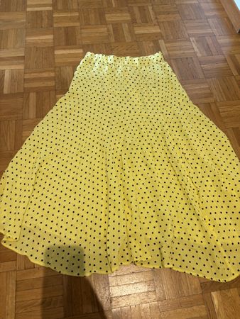 Jupe longue jaune à pois noirs Zara T.S/36 légère été