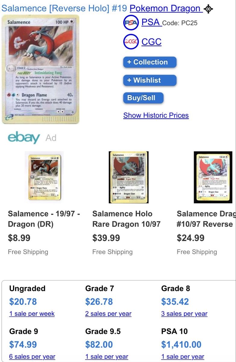 Pokémon Sammelbilder & Trading cards: Salamence Rare Reverse Holo 19 - ITA – Gebraucht aus Zürich von LJF 3