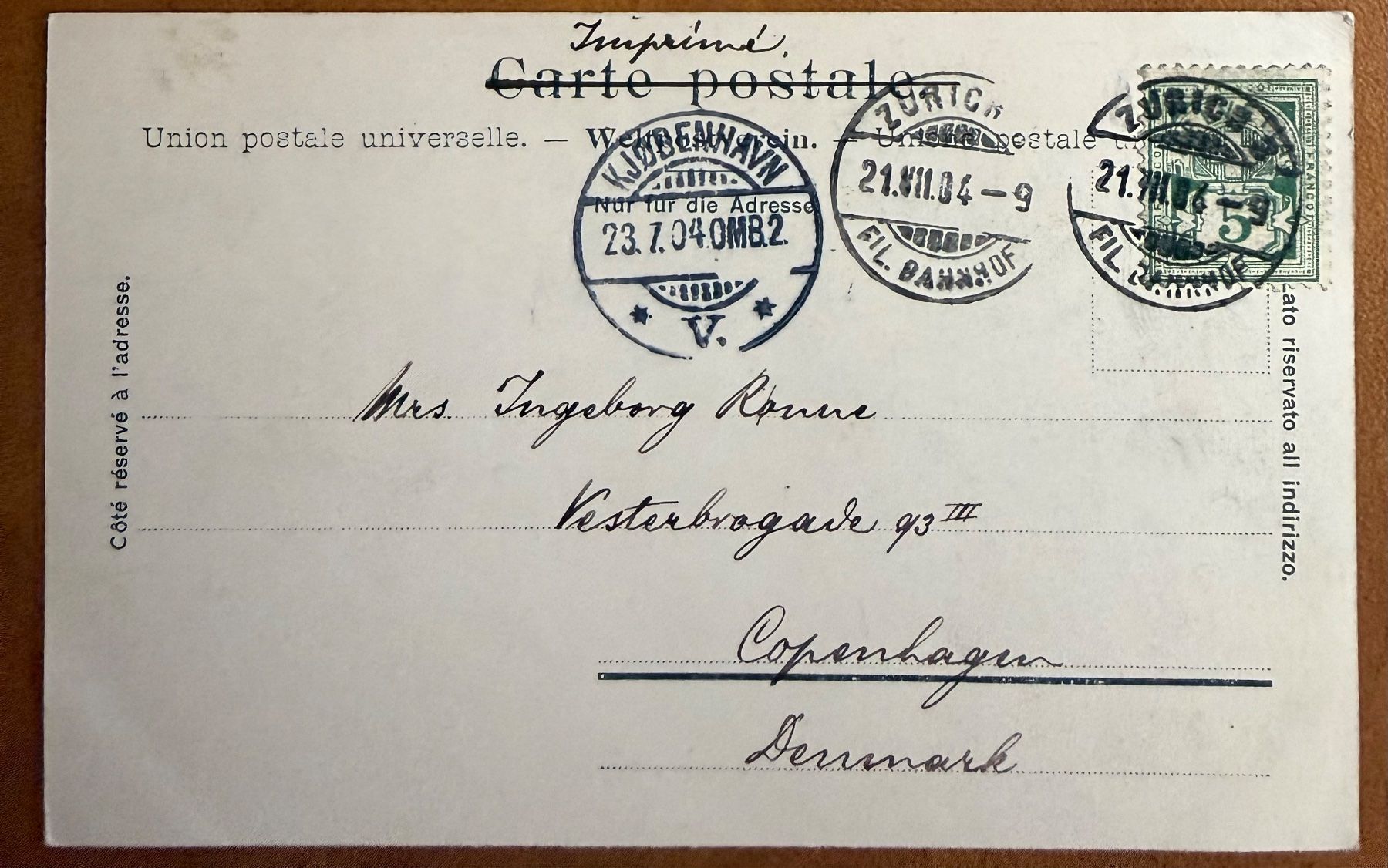 Ansichtskarten: Zürich - Kirche Enge 1904 – Gebraucht aus Lutry von Ediego 1