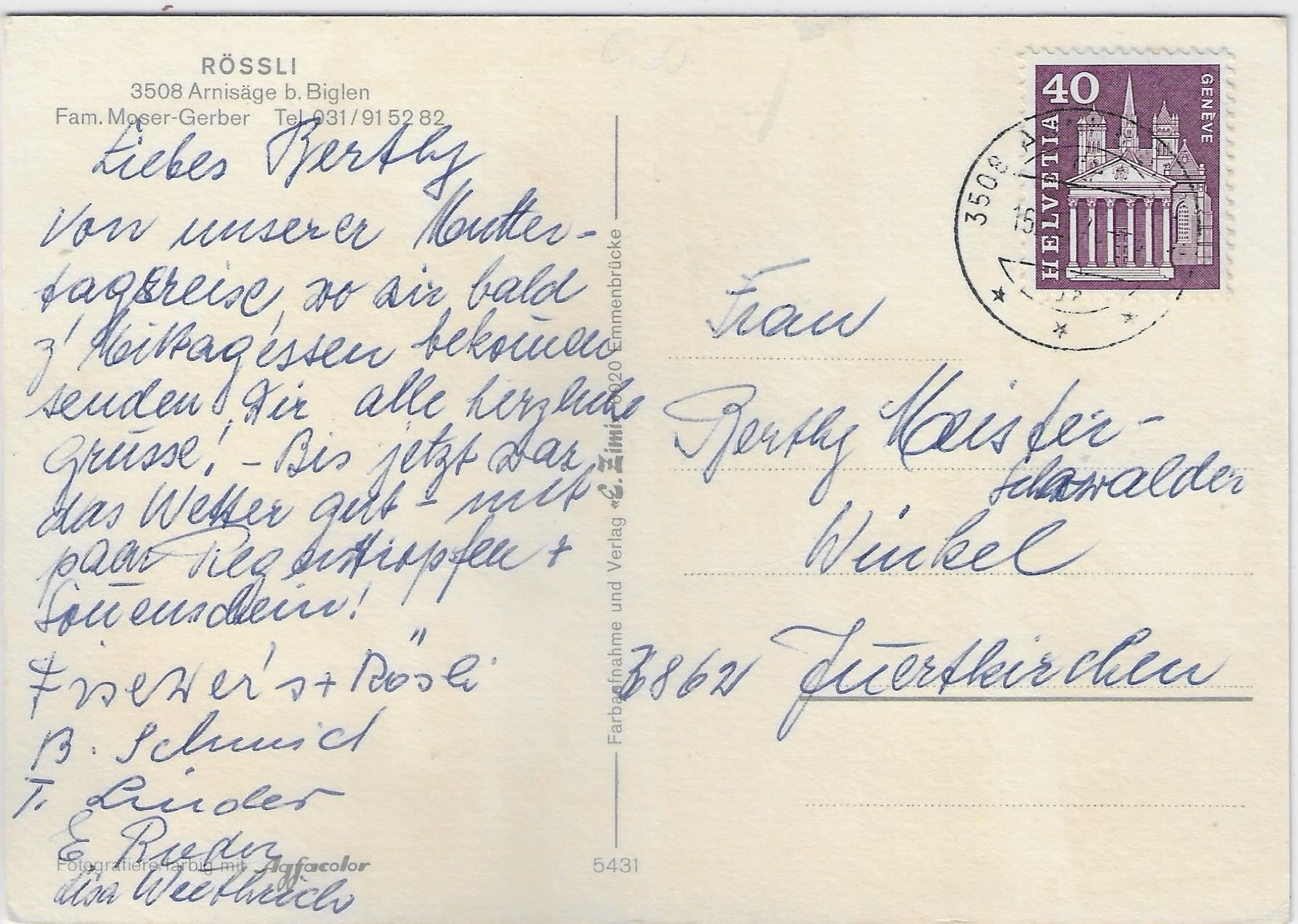 Cartoline postali: Restaurant Rössli Arnisäge b. Biglen – Antico da Ettingen venduto da Kartenplanet 1