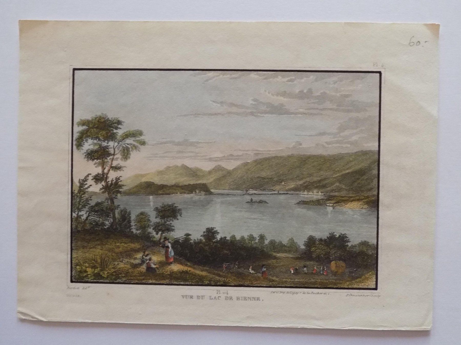 Gravures: Lac de Bienne koloriert – D'occasion à Risch par Antikfee