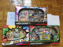 coffrets pokemon méga Lucario méga florizarre et deluxe pin 