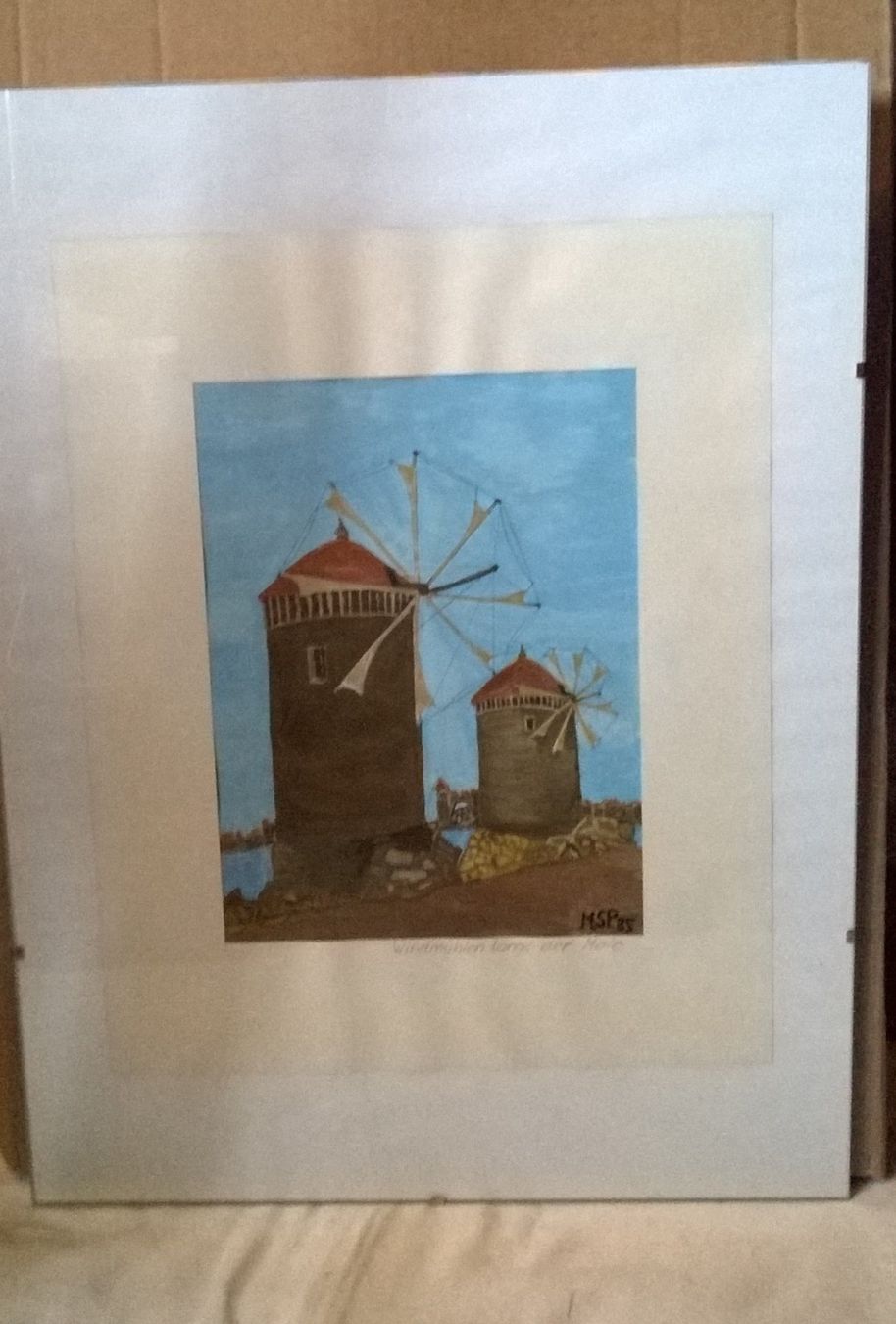 Dipinti: Aquarell mit Windmühlen von Rhodos – Usato da Zürich venduto da My_Painting 1