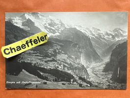 Originale alte Ansichtskarte Wengen und Lauterbrunnental!