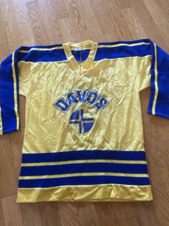 Eishockey Trikot HC Davos gelb blau Grösse S gebraucht