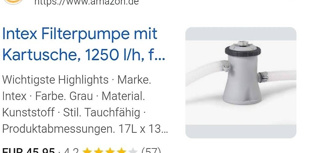 Intex Accessori per Piscine: Intex Filterpumpe 1250l/h – Nuovo e nell'imballaggio originale da Altdorf UR venduto da ahe83 1