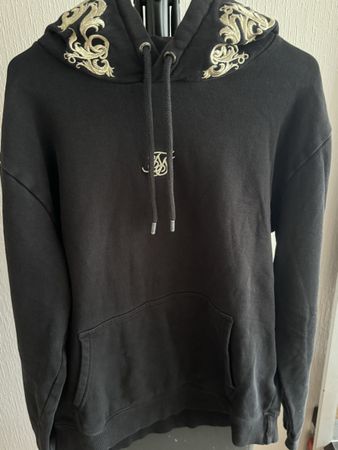 Sweat à capuche SikSilk noir, taille S, broderie dorée 😎