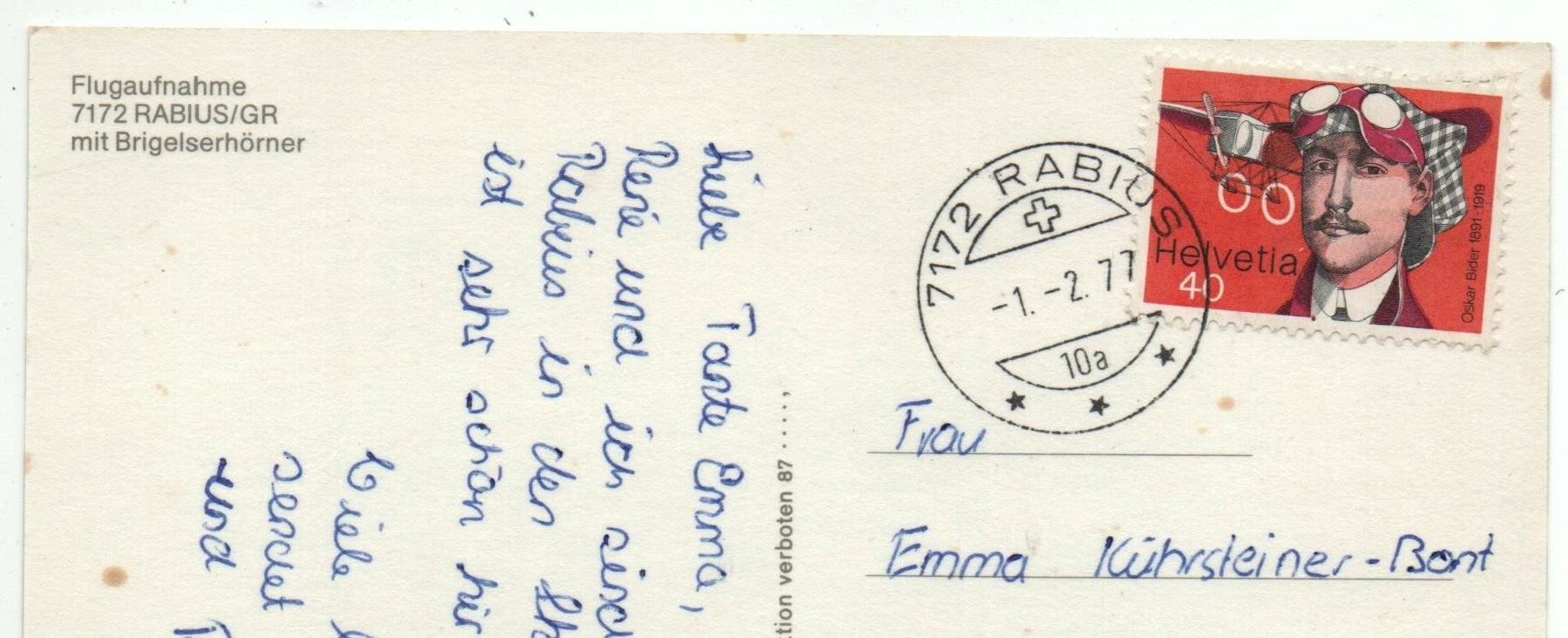 Cartoline postali: RABIUS GR Flugaufnahme – Usato da Jona venduto da philajona 1