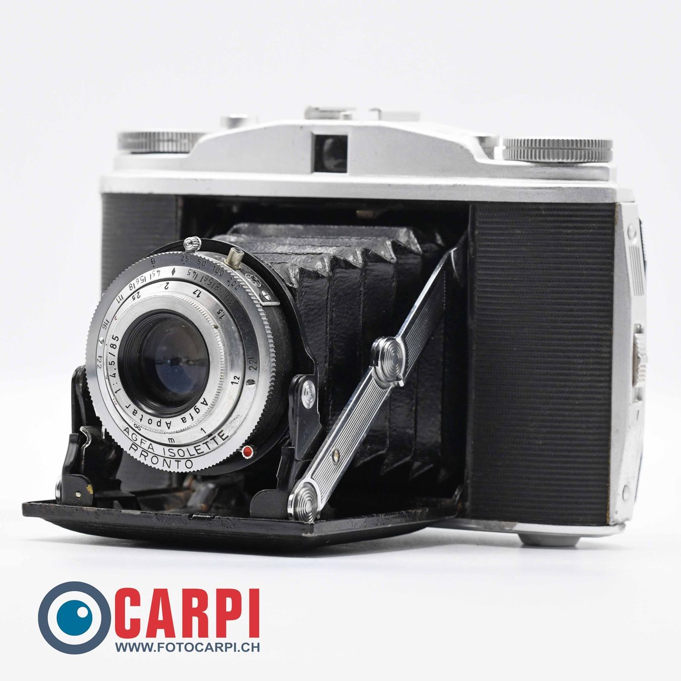 Agfa Fotocamera: Agfa Isolette I - Apotar 85mm F/1.4 – Usato da Bellinzona venduto da CarpiFotoSA