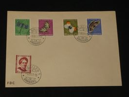 Pro Juventute FDC 1951 Nr. 138 - 142 Johanna Spyri + Insekte