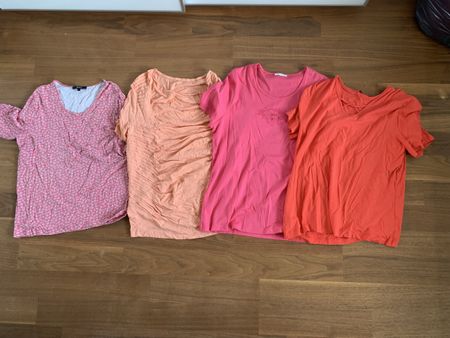 Damen Shirts Orange Rot Set