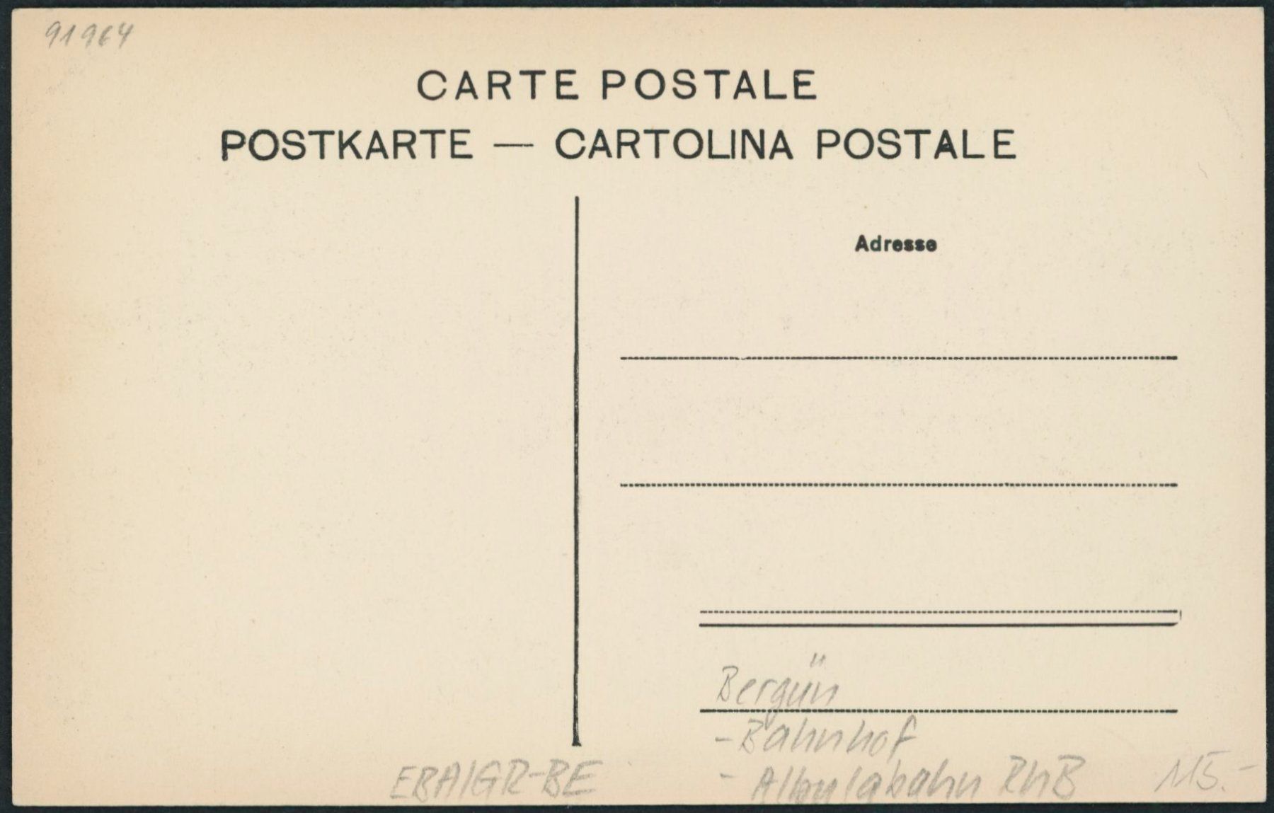 Cartoline postali: GR Bergün - Bahnhof - Albula Rhätische Bahn RhB – Nuovo (secondo la descrizione) da Schindellegi venduto da leecollect 1