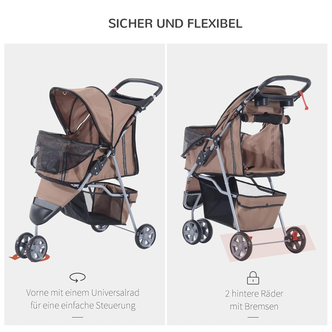 Käfige, Transport & Sicherheit: PawHut Hundewagen Kaffeebraun – Neu und originalverpackt aus Bottighofen von zaap 4