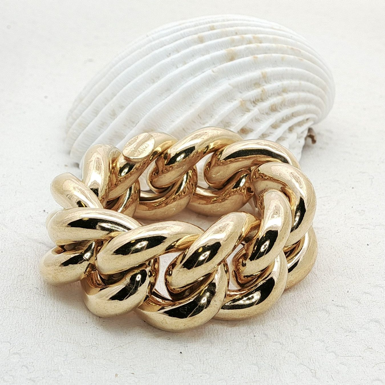 Olga Ribler Ringe: Statement Ketten Ring gelbvergoldet flexibel Grösse 68 - 70 – Neu (gemäss Beschreibung) aus Luzern von Schmuckoutlet 1