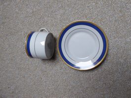 Geschirr weiss mit blauem Rand und Gold, 10-teilig, Bellagio