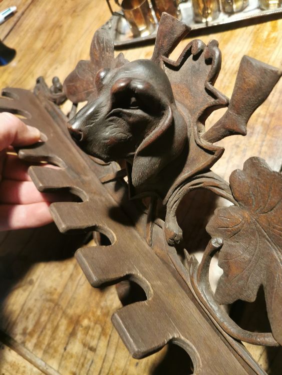 Sculpture Trophée Poisson Vintage - EG - Bois Sculpté - Monture Murale Bar