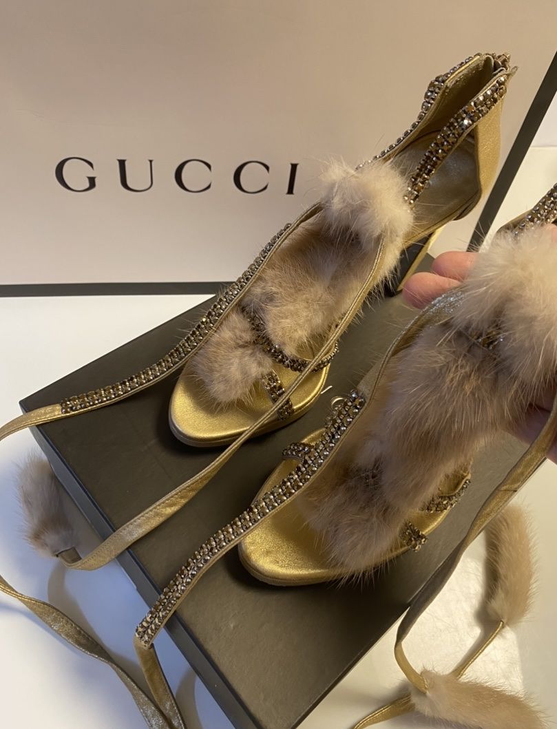 Gucci Scarpe da donna: Sandali Gucci in pitone e visone tg.38 – Nuovo e nell'imballaggio originale da Mendrisio venduto da SGR85 5