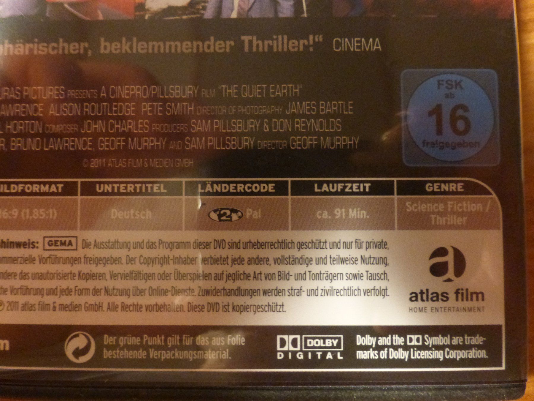 Tutti i DVDs: The Quiet Earth Sci Fi 80er DVD – Usato da Zumikon venduto da psisound 3
