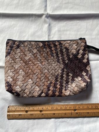 Stylish Woven Cosmetic Bag, Synthetic Leather, 20x14cm
