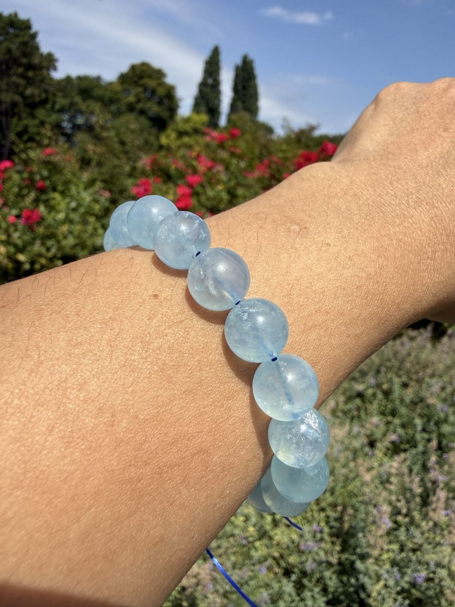 Bracciali & Braccialetti: Echtes Aquamarin Armband-10mm Perlen – Nuovo (secondo la descrizione) da Jegenstorf venduto da SteinGlanz 4