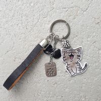 Handgemachter Schlüsselanhänger mit Katze – handbemalt, neu