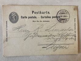 Antike Postkarte Luzern mit 5c Frankaturmarke 1889