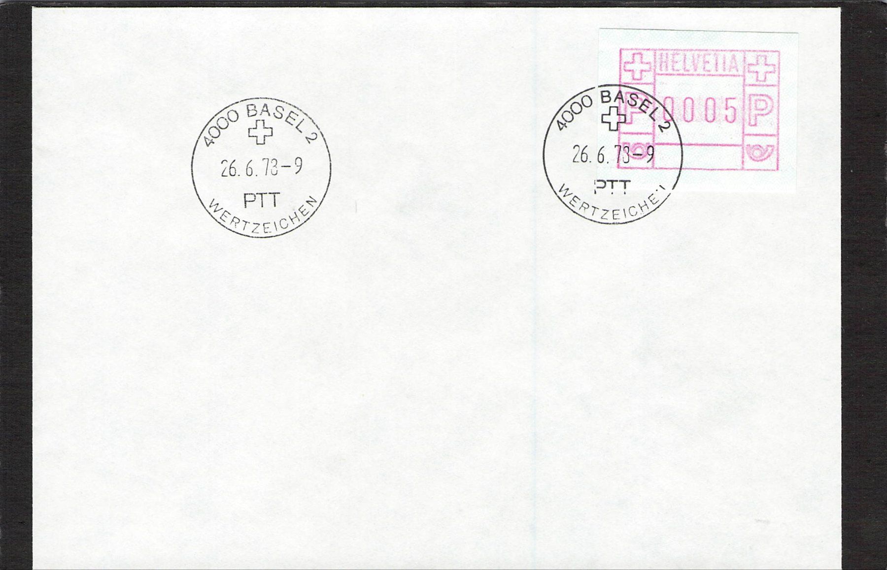 Alle Briefmarken: FDC Nr. 2  , Automatenmarken , Basel 26.6.1973 – Gebraucht aus Reichenburg von Pipo-67