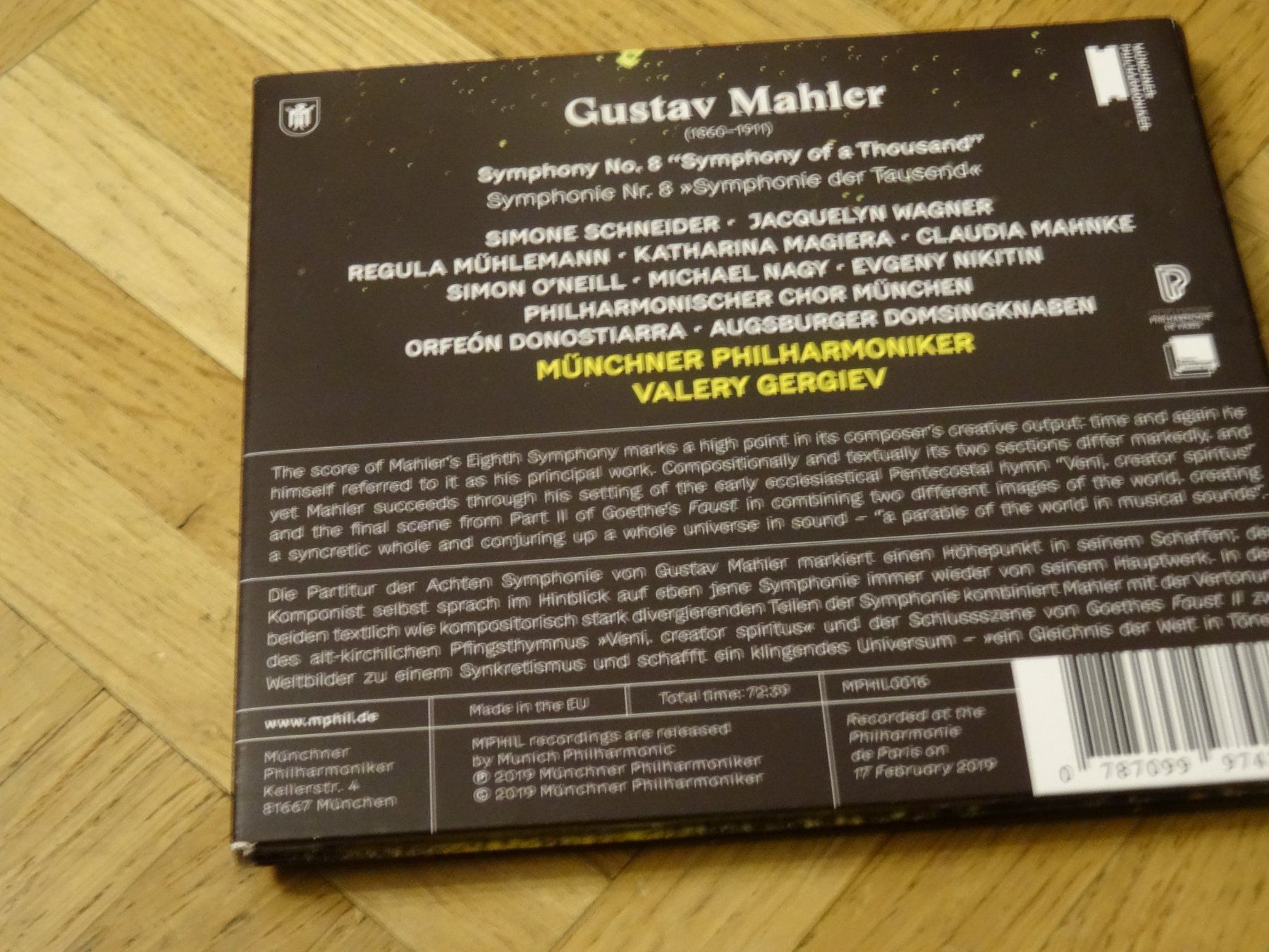 CD: Mahler Symphony NO. 8 Valery Gergiev CD – Usato da Olten venduto da Disc-Ausverkauf 1