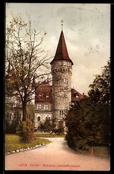 Ansichtskarten: AK Zürich, Schweizer Landesmuseum, 1909 – Gebraucht aus Berlin von bartko-reher