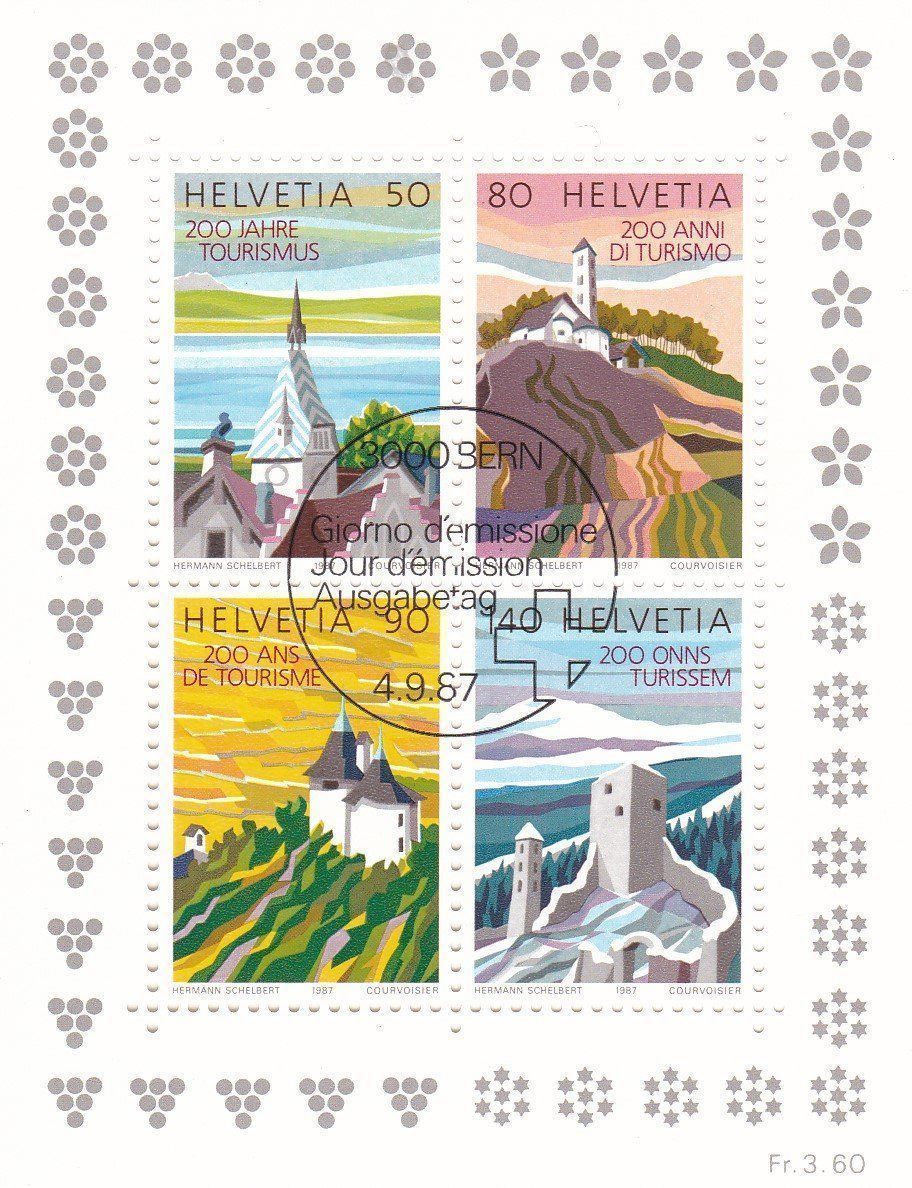 Alle Briefmarken: ET 200 Jahre Tourismus 1987 – Gebraucht aus Schliern b. Köniz von joni20