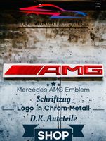 Mercedes AMG Emblem Schriftzug Neu in Rotmatt Metall