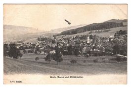PK mit Militärballon bei Worb von 1909 mit Feldpoststempel