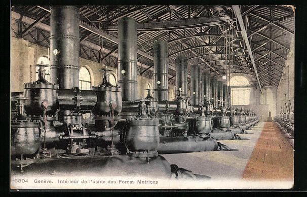 Cartoline postali: Genève, Intérieur de l'usine des Force – Usato da Berlin venduto da bartko-reher