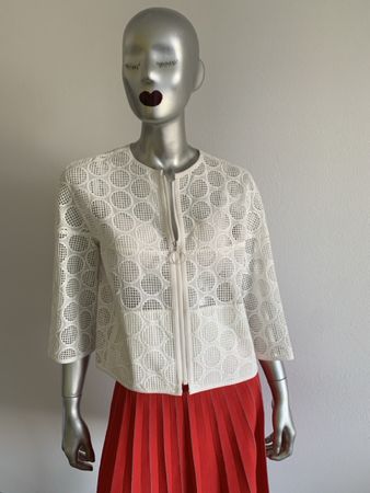 AKRIS : Weisser Sommerblazer mit Stickerei, 36