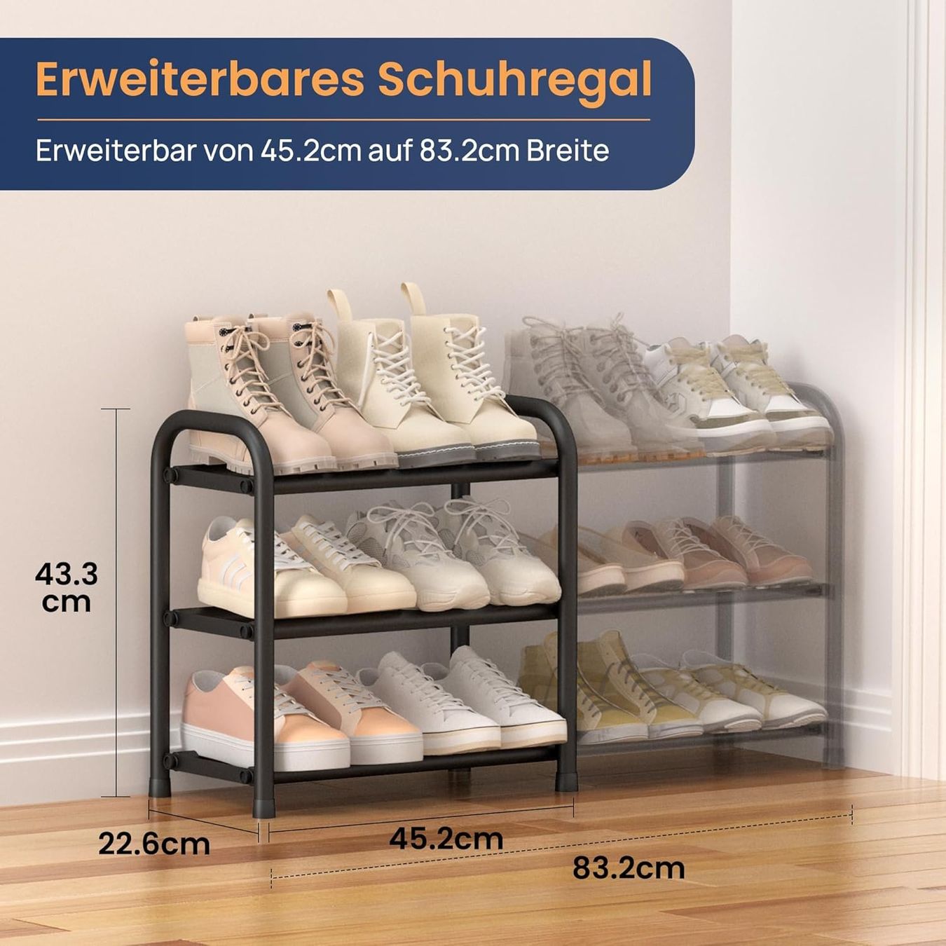 Guardaroba: Schuhregal, 3 Ebenen, 45 bis 83cm – Nuovo e nell'imballaggio originale da Nuglar venduto da SaleRitter 2