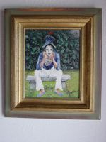 Giuseppe Fryda - Ölgemälde sitzender Clown im Park