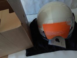 weisser Integralhelm mit Visier, Grösse 59-60 neu