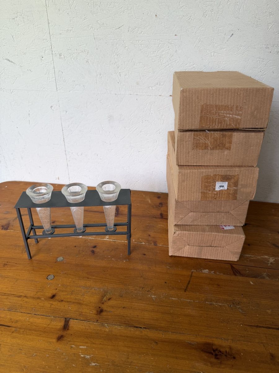 Portacandele: 3er Teelichthalter Glas Metall – Nuovo (secondo la descrizione) da Gurmels venduto da SwissShop21