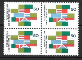 Liechtenstein Viererblock 420 EFTA ** 28.9.1967