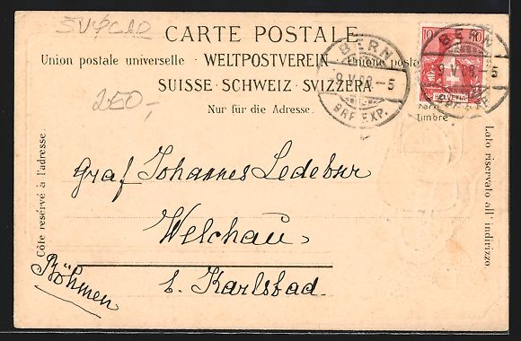 Cartoline postali: Passepartout-Lithographie Eiger, Bergpan – Usato da Berlin venduto da bartko-reher 1