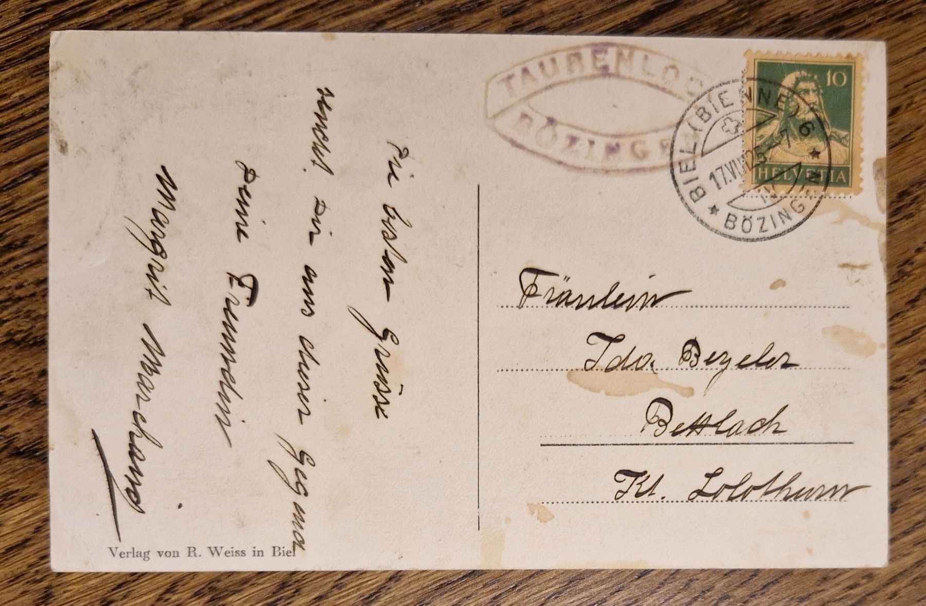 Ansichtskarten: Biel, Taubenloch 1925 – Gebraucht aus Ebikon von Donar50 1