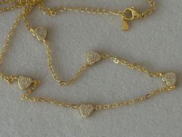 Luxus Elegante  Kette Farbe : Gold Zirkonia weiss