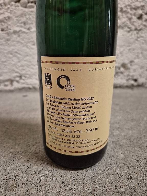 Vino: Van Volxem Bockstein Riesling Grosses Gewächs 2022 – Nuovo (secondo la descrizione) da Zürich venduto da kamillo3000 2