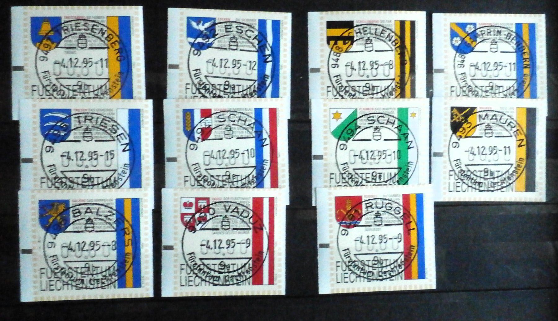 Tutti i francobolli: FL Gemeindewappen 1995 kompl. – Usato da Kehrsatz venduto da Bernherb2
