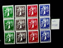 SUISSE 3 SÉRIES NEUVES** 1939. SBK 64.00 /T398