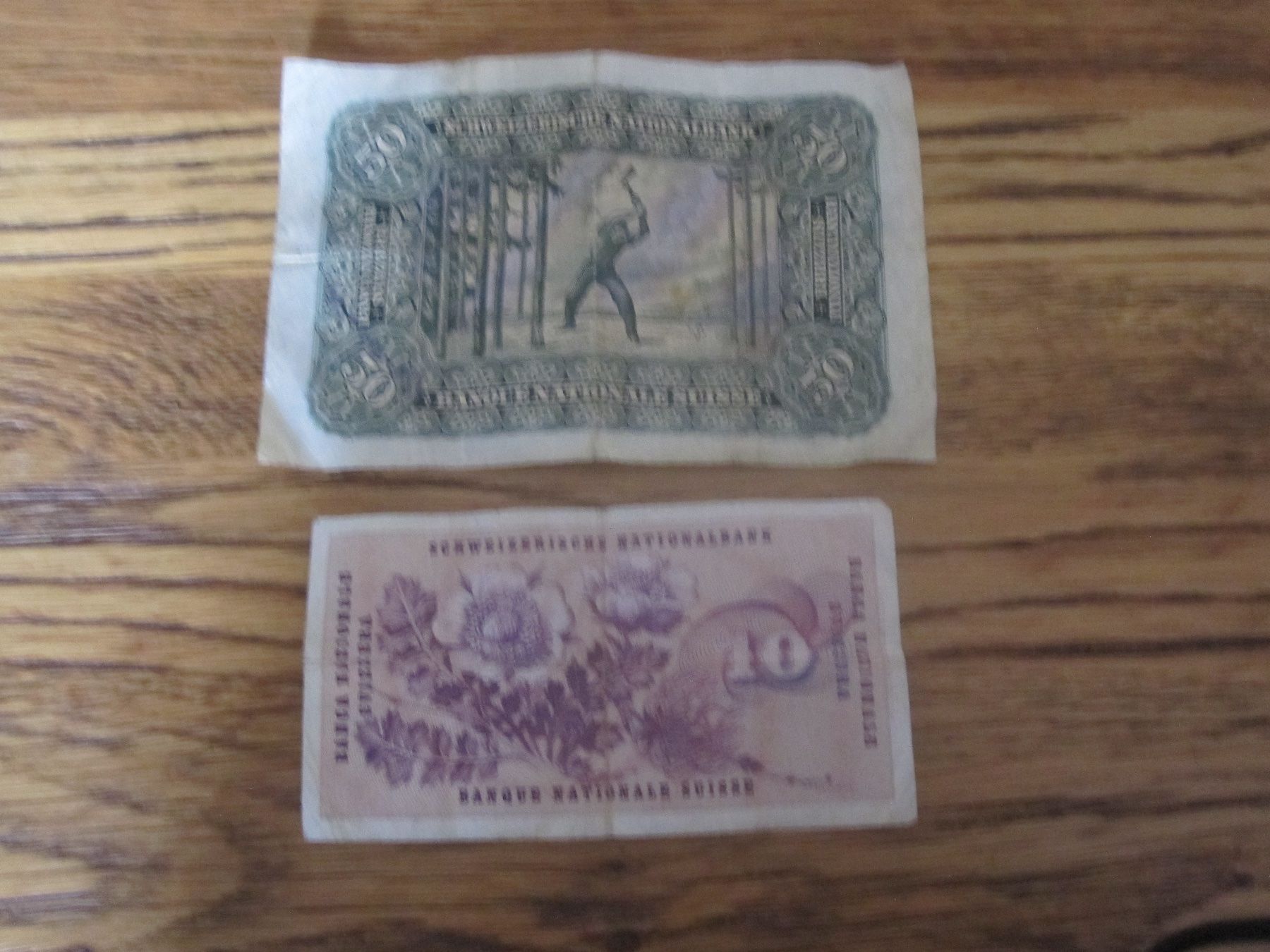 Banconote: Billet de 50 fr et de 10 fr suisse – Usato da Ravoire venduto da feylet 1