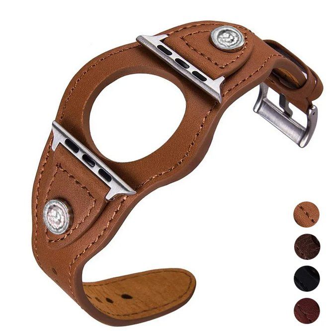 Apple Armbänder & -reifen: Armband PU-Leder Retro-Stil für Apple Watch 7 8 9 10 – Neu und originalverpackt aus Lausanne von WATCH-WORLD 2